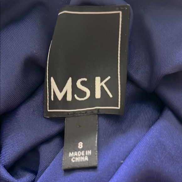 MSK Elegant Blue and Gold Halter Maxi Dress Size 8 - Picture 4 of 6